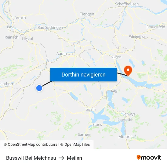Busswil Bei Melchnau to Meilen map