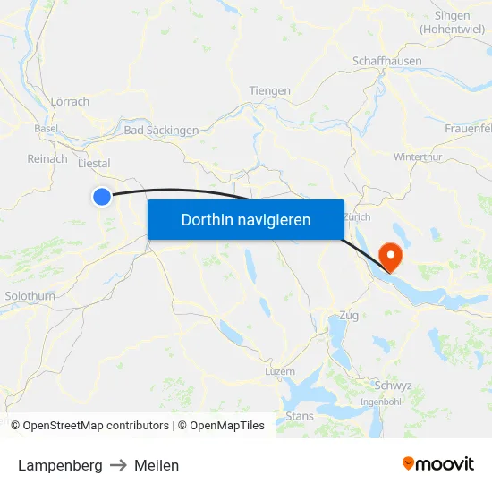Lampenberg to Meilen map