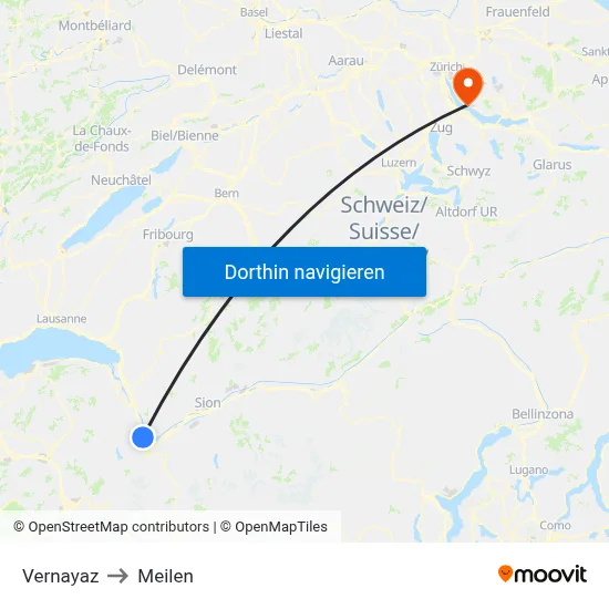 Vernayaz to Meilen map