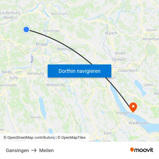 Gansingen to Meilen map