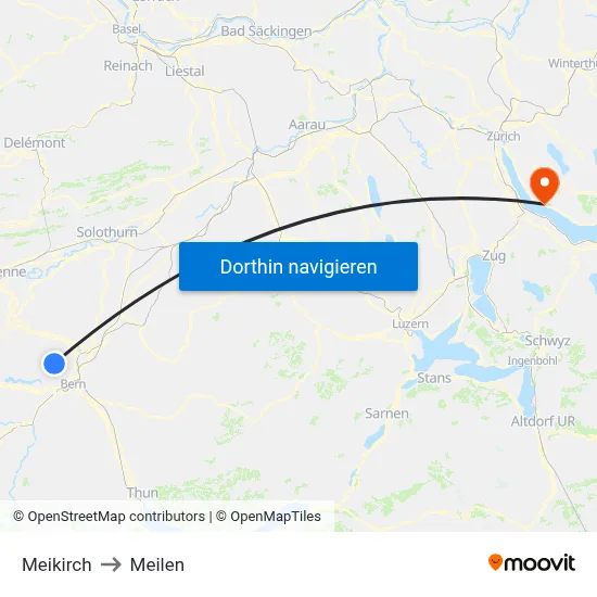Meikirch to Meilen map