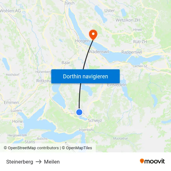 Steinerberg to Meilen map