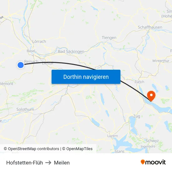 Hofstetten-Flüh to Meilen map