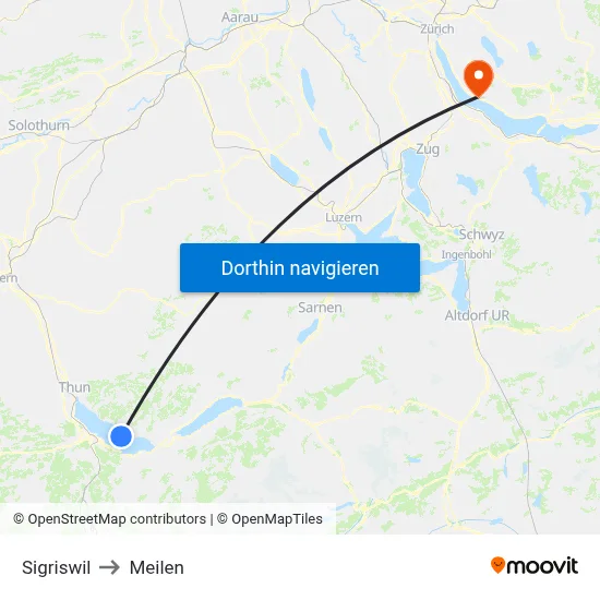 Sigriswil to Meilen map