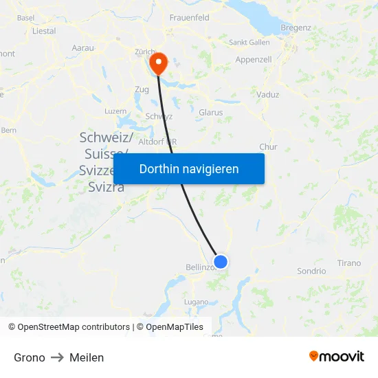 Grono to Meilen map