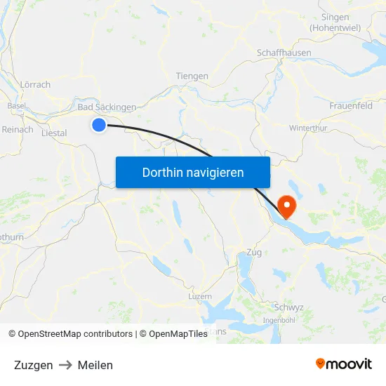 Zuzgen to Meilen map