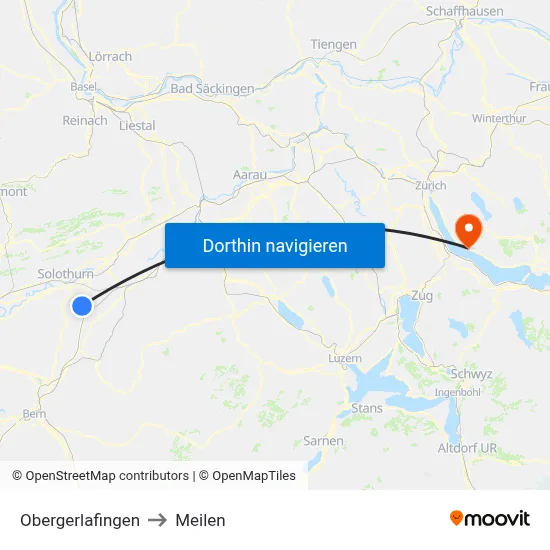 Obergerlafingen to Meilen map
