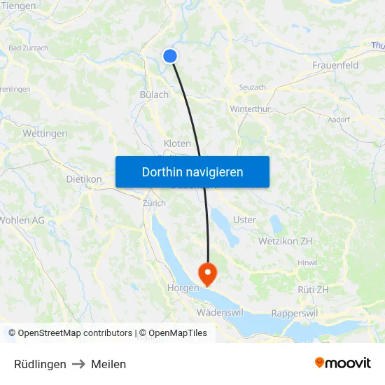 Rüdlingen to Meilen map