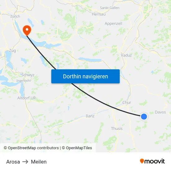 Arosa to Meilen map