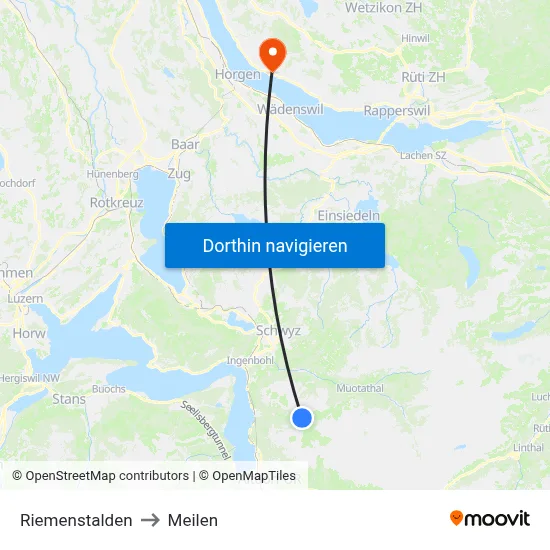 Riemenstalden to Meilen map