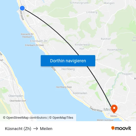 Küsnacht (Zh) to Meilen map