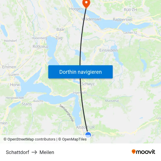 Schattdorf to Meilen map
