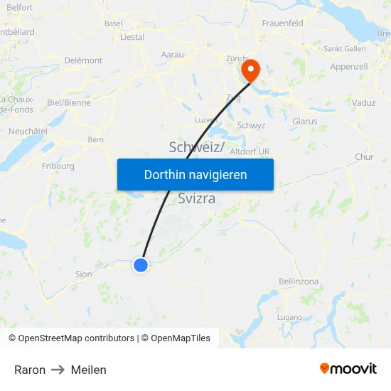 Raron to Meilen map