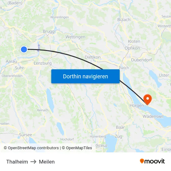 Thalheim to Meilen map