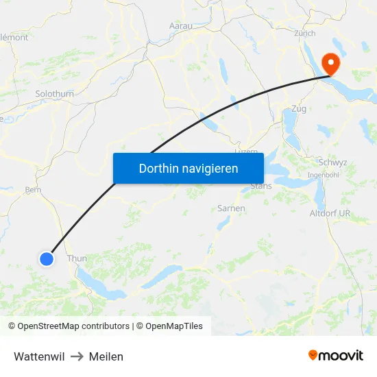 Wattenwil to Meilen map