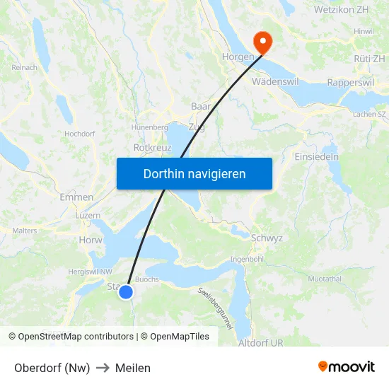 Oberdorf (Nw) to Meilen map