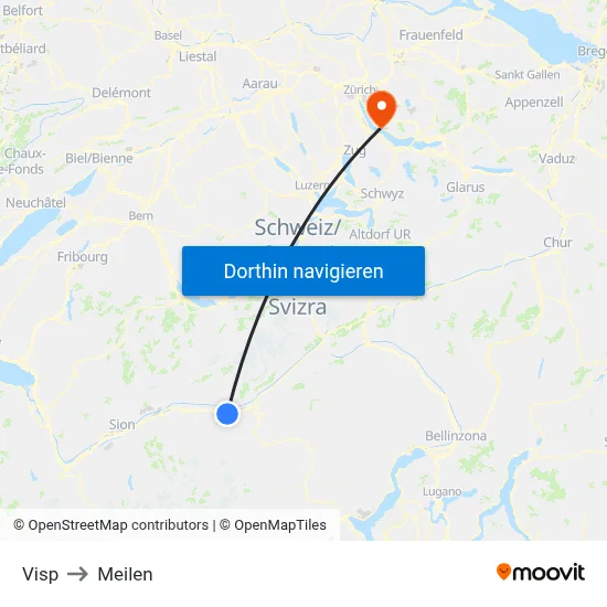 Visp to Meilen map