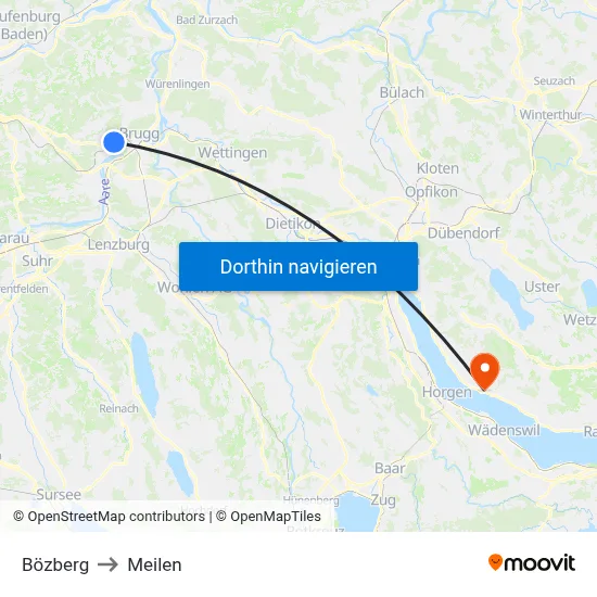 Bözberg to Meilen map