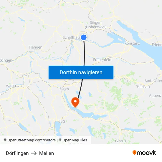 Dörflingen to Meilen map
