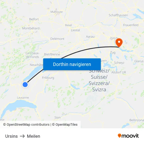 Ursins to Meilen map