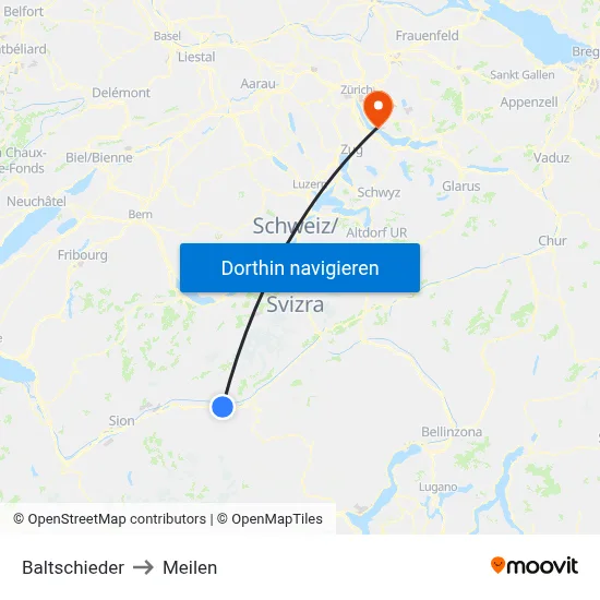 Baltschieder to Meilen map