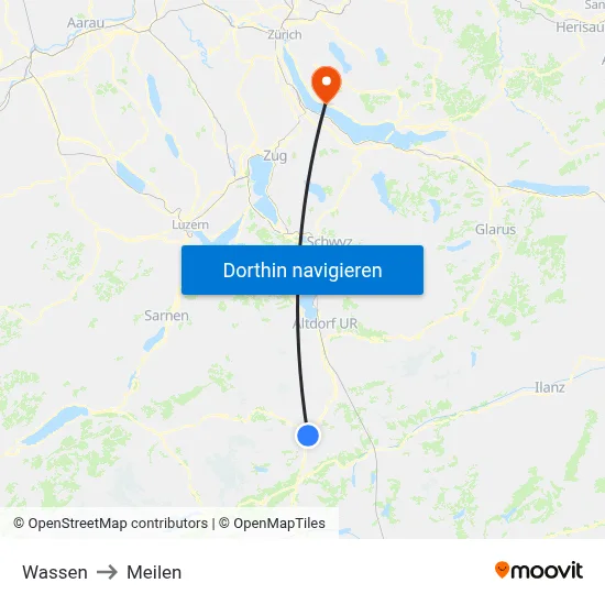 Wassen to Meilen map