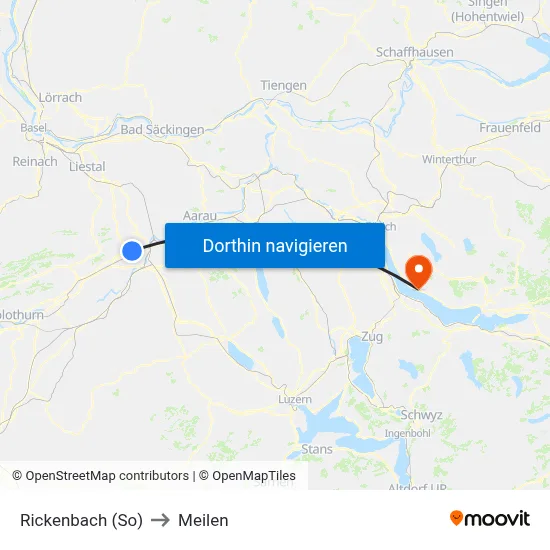 Rickenbach (So) to Meilen map