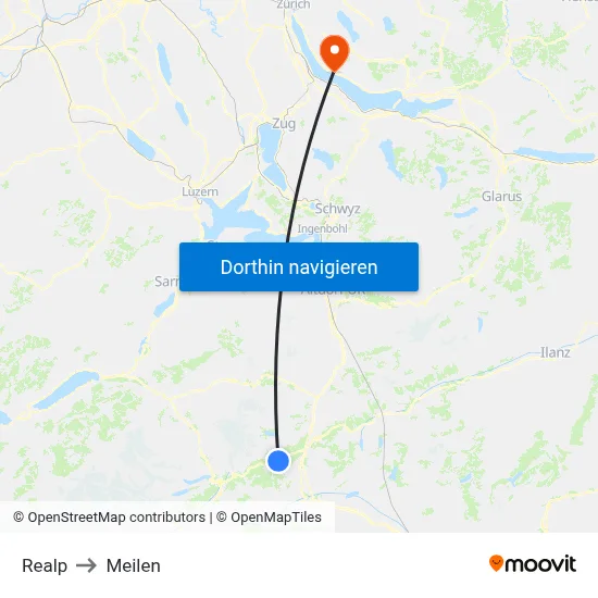 Realp to Meilen map