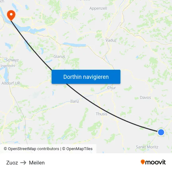 Zuoz to Meilen map