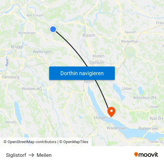 Siglistorf to Meilen map