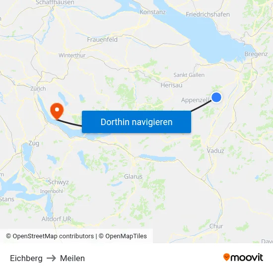 Eichberg to Meilen map