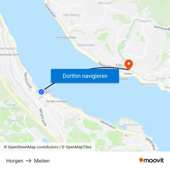 Horgen to Meilen map