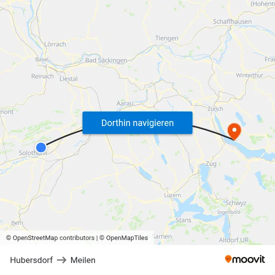 Hubersdorf to Meilen map