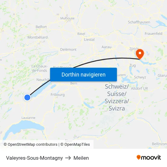 Valeyres-Sous-Montagny to Meilen map