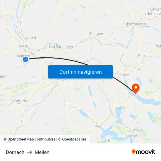 Dornach to Meilen map