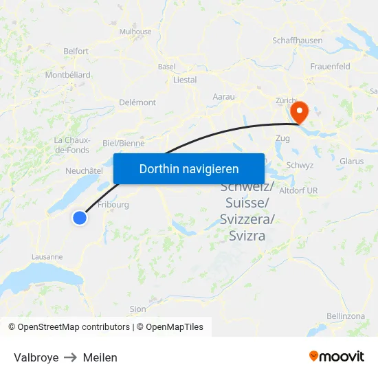 Valbroye to Meilen map