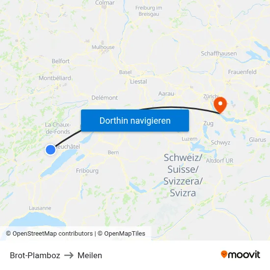 Brot-Plamboz to Meilen map