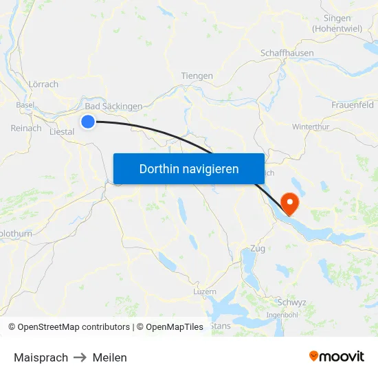 Maisprach to Meilen map