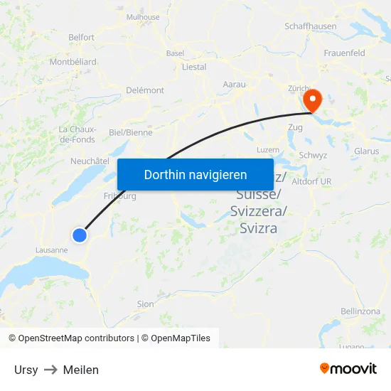 Ursy to Meilen map
