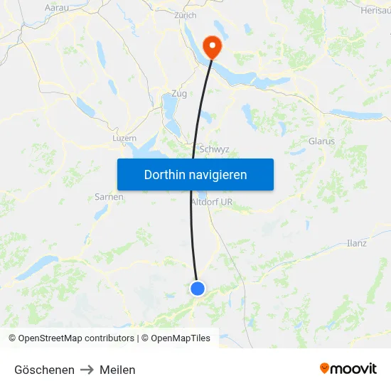 Göschenen to Meilen map