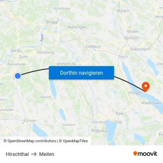Hirschthal to Meilen map