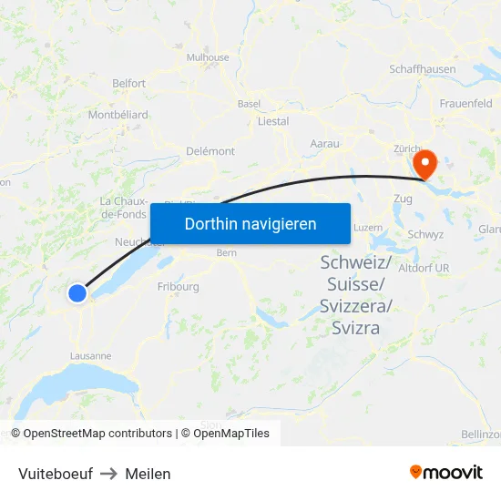 Vuiteboeuf to Meilen map
