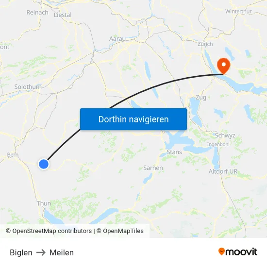 Biglen to Meilen map