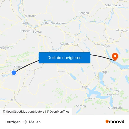 Leuzigen to Meilen map