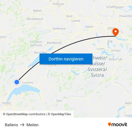 Ballens to Meilen map