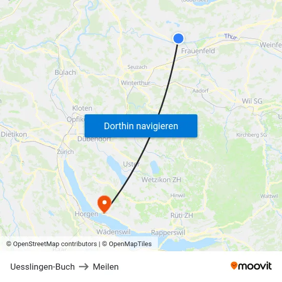 Uesslingen-Buch to Meilen map