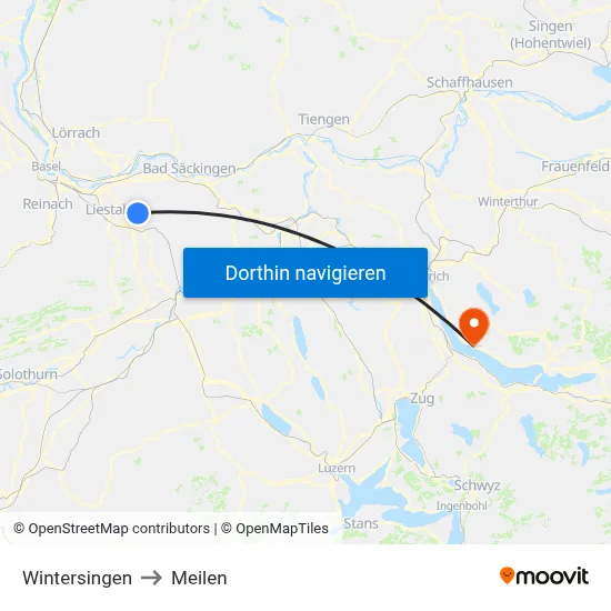 Wintersingen to Meilen map