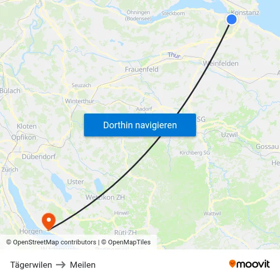 Tägerwilen to Meilen map