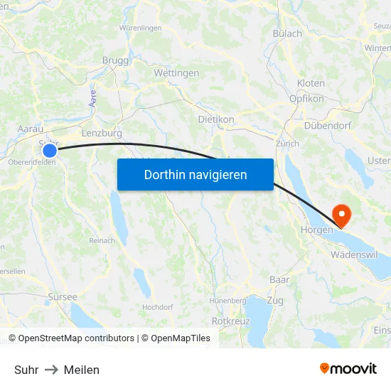 Suhr to Meilen map