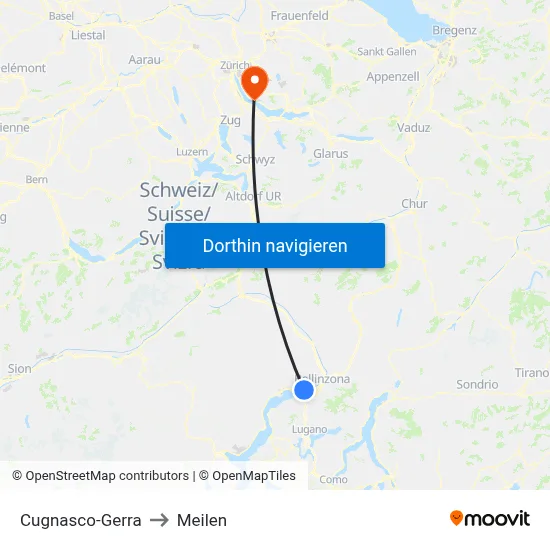 Cugnasco-Gerra to Meilen map